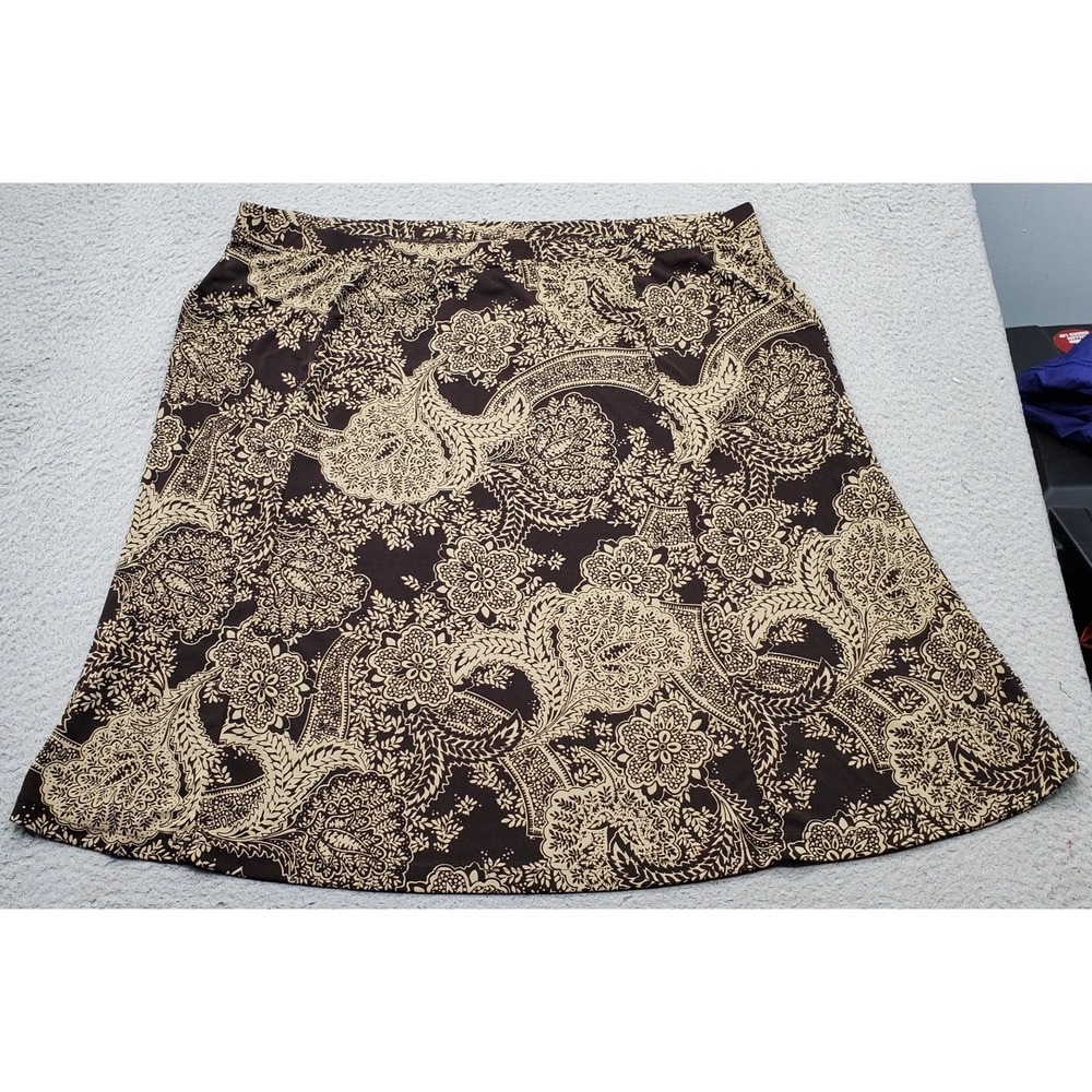 Soft by Avenue A-Line Skirt Womens 22/24 Multicolor Floral High Waist Pull‎ On